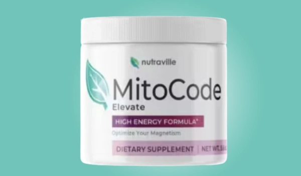 Nutraville MitoCode supplement bottle for energy and mitochondrial support.