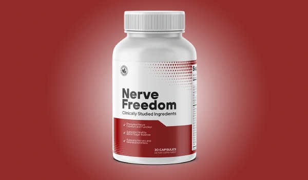 NerveFreedom supplement bottle for nerve pain relief and mobility support.